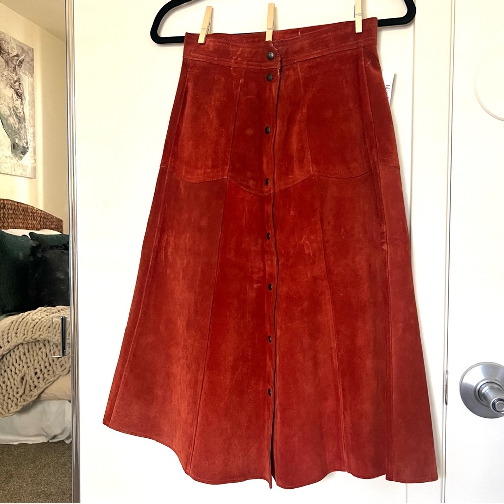 Vintage Suede Western Midi Skirt